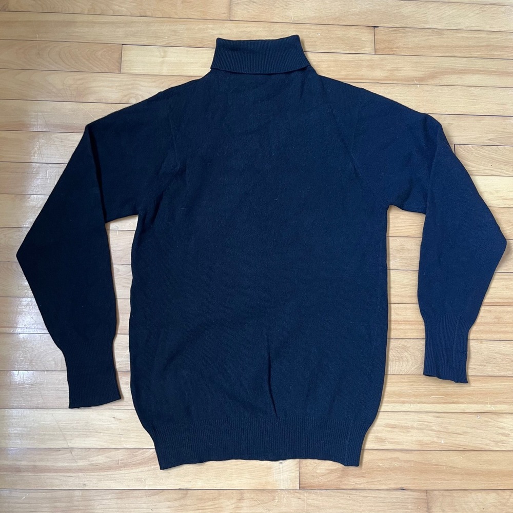 Peter Scott Black Lambswool Turtleneck Sweater Made in Scotland